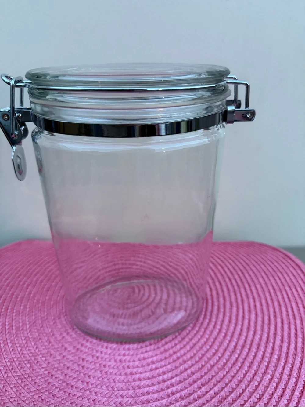 Clear Glass Airtight Storage Jar with Metal Clamp Lid Oblong Oval